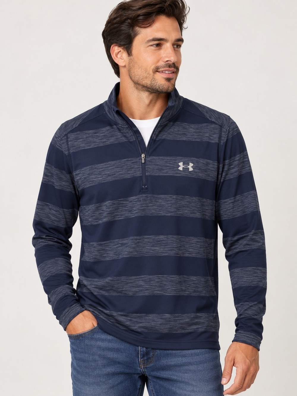 Under Armour Men’s Navy Striped 1/4 Zip Pullover